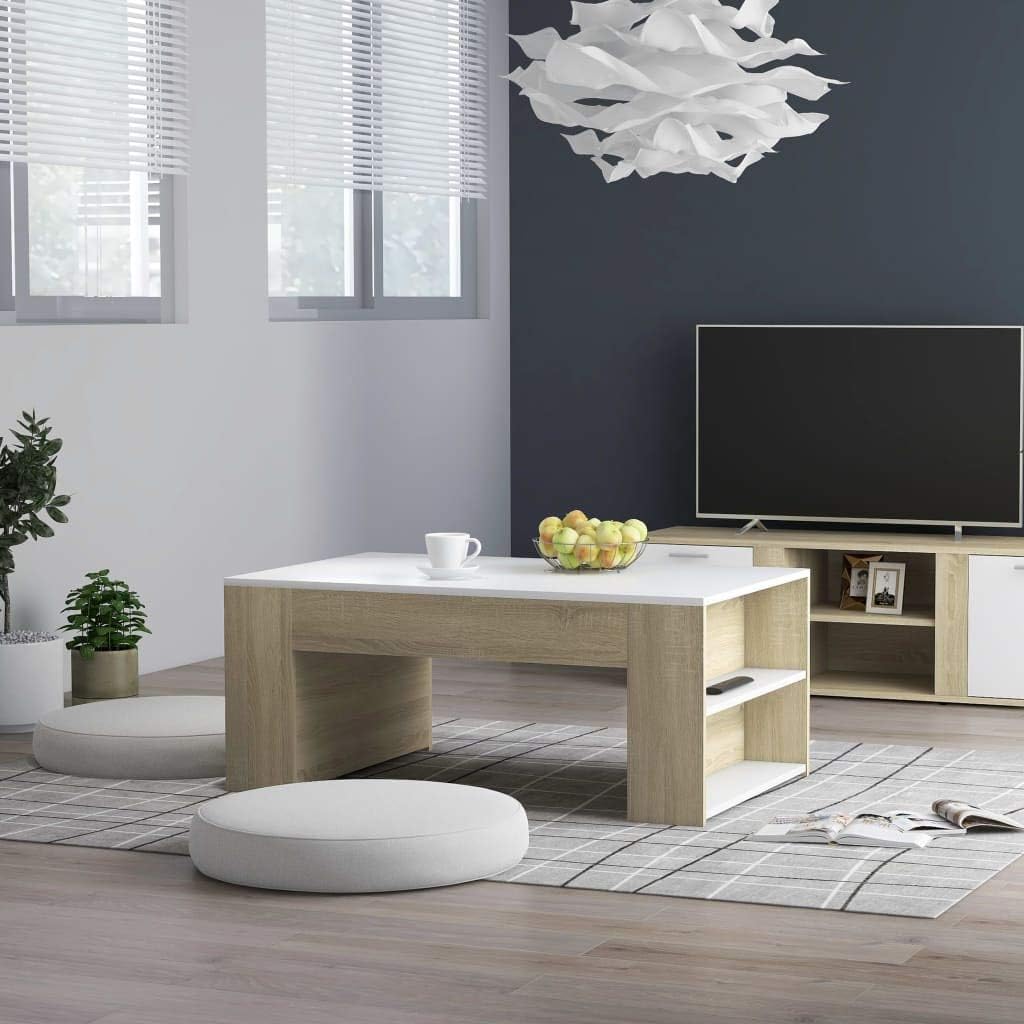 White Chipboard Coffee Table Storage Cabinet X4734