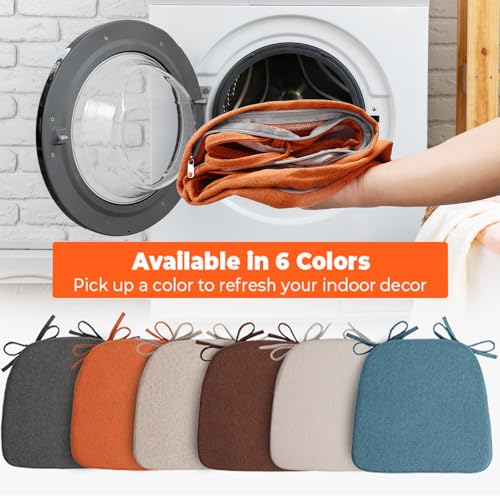 Beige D-Shaped Seat Cushions with Removable Washable Cover, Set of 4 B1586