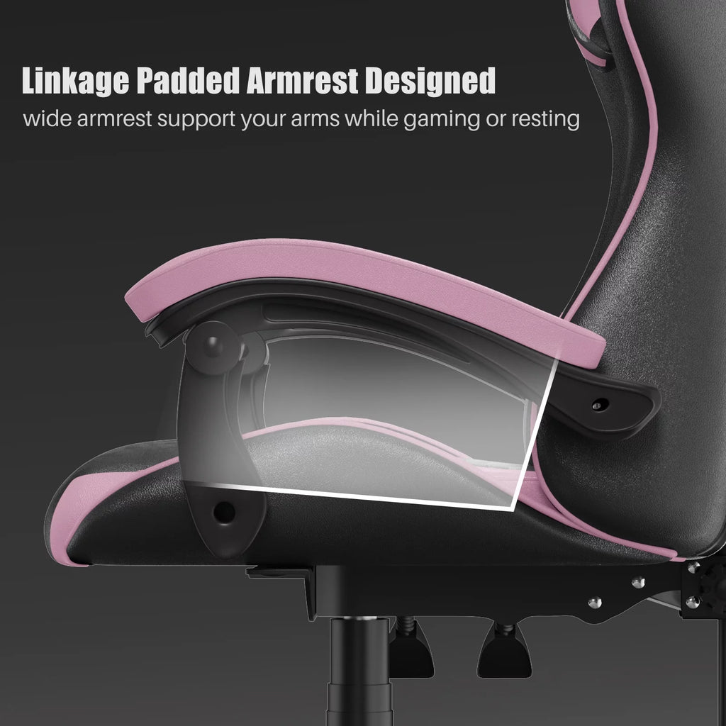 Purple Ergonomic Gaming Chair with Headrest & Lumbar Pillow L7330