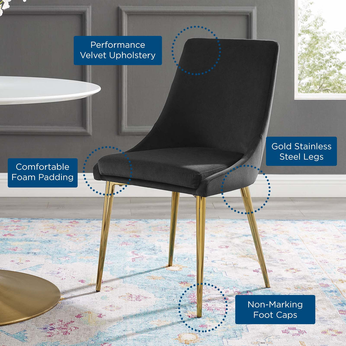Black Velvet Dining Chair D647
