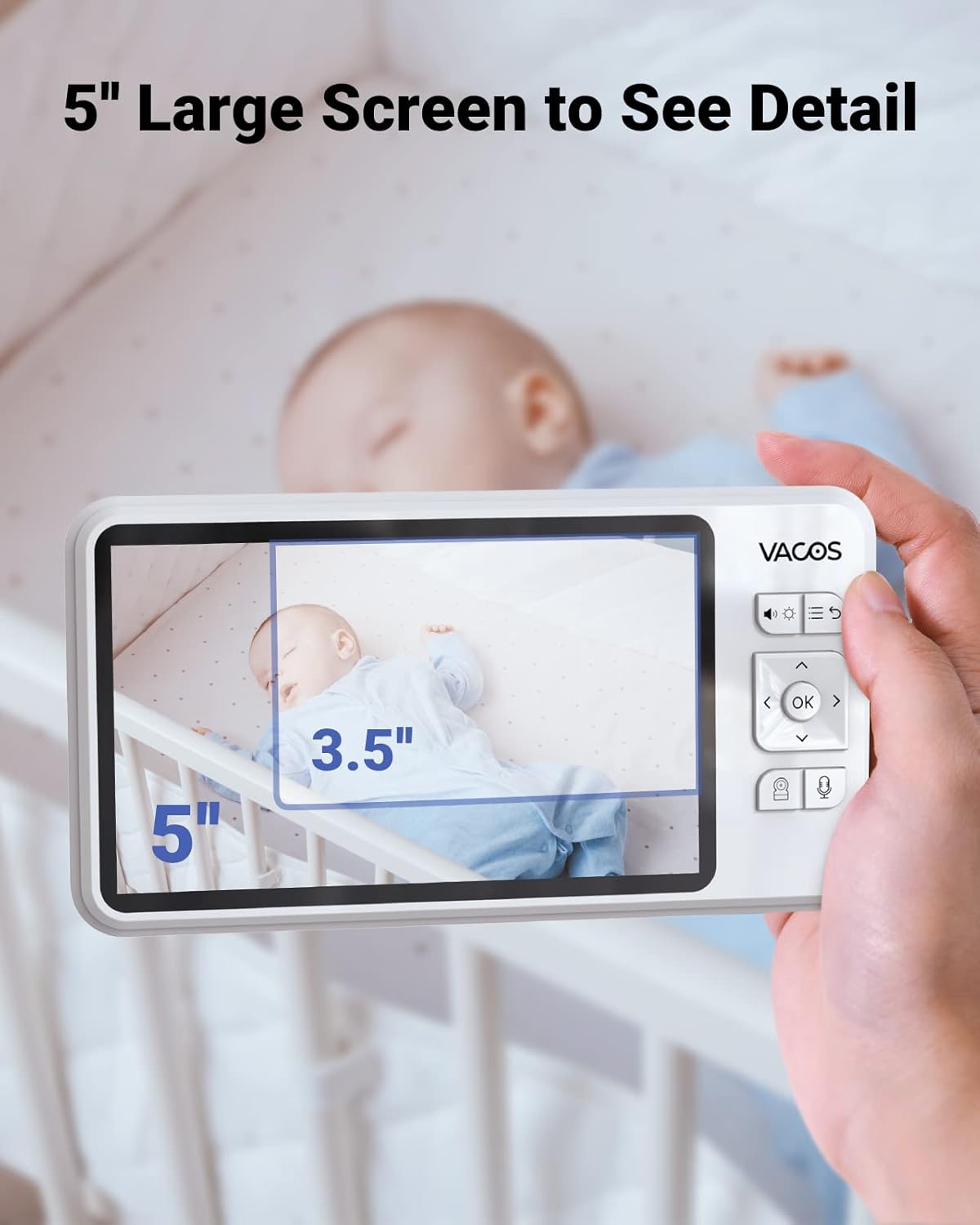 Baby Monitor with Camera and Audio, 720P 5 HD Display, Night Vision, 1000ft Range I794