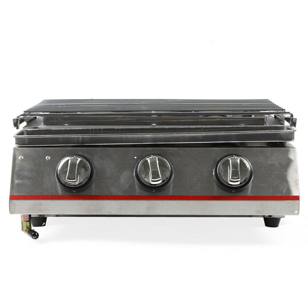 3 Burners Commercial Gas Grill Stainless Steel Y5051