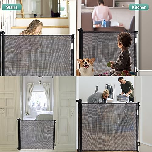 Grey Retractable Mesh Baby Gate, 41" Extra Tall, 55" Wide E1158