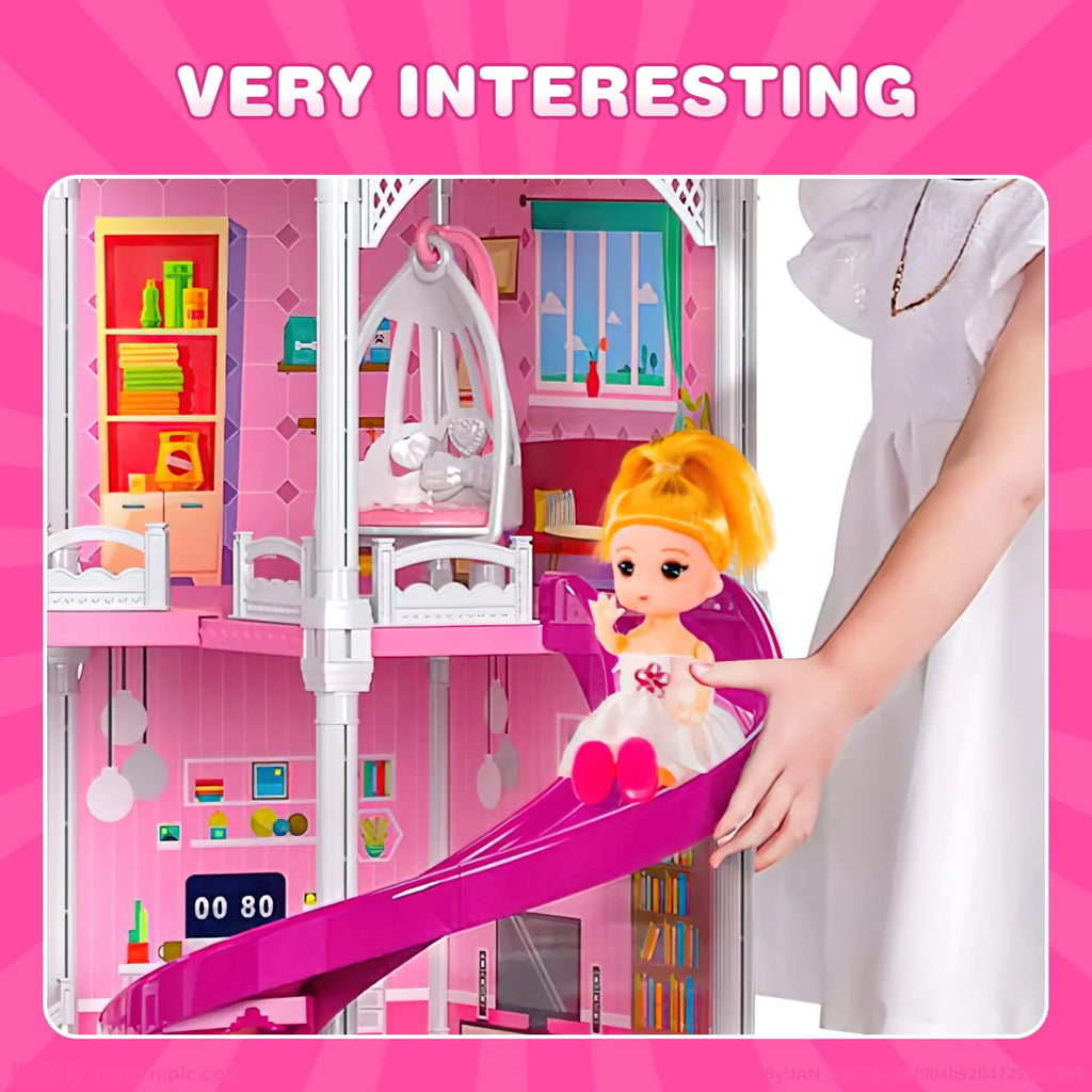 4-Story 12 Rooms Dollhouse with 2 Dolls F4197