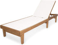 Teak Finish White Mesh Outdoor Chaise Lounge P669