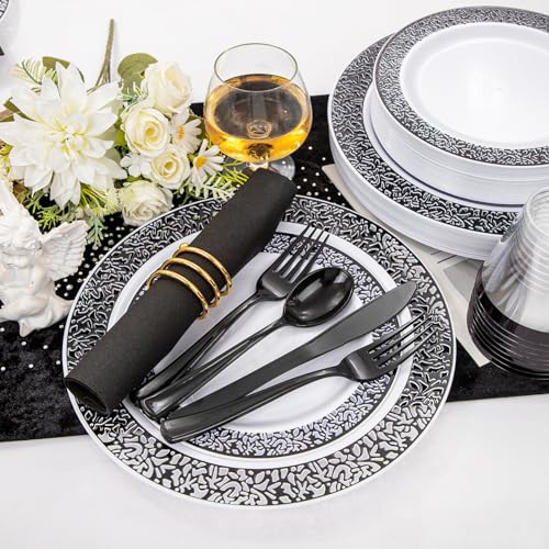350pcs Silver Party Dinnerware Set C47654