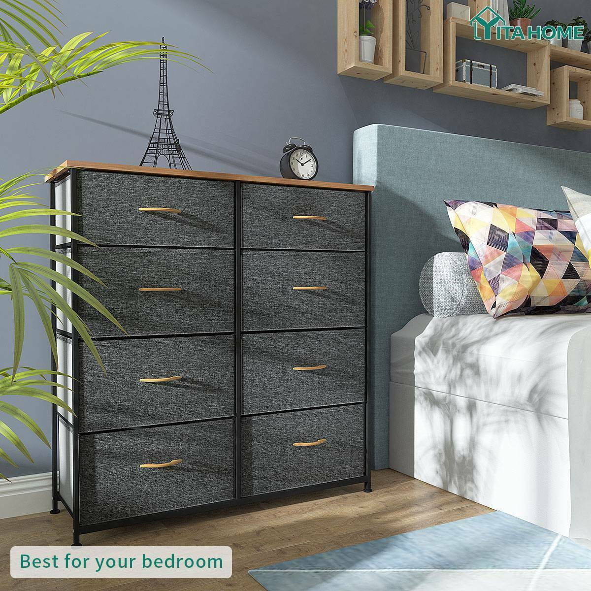Dark Gray 8 Drawer Storage Dresser O983532