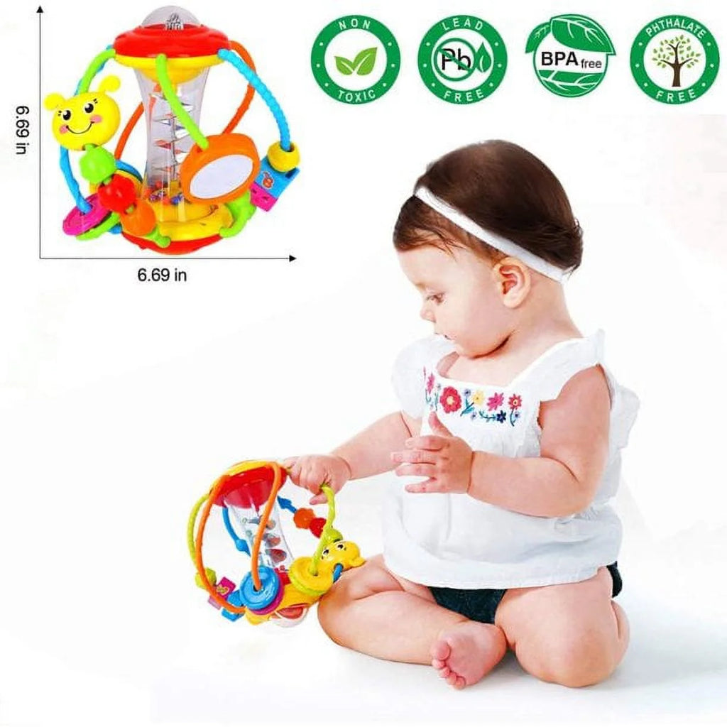 Baby Rattles Toys with Mirror Spinner Beads, Activity Ball Infant Toys M648869