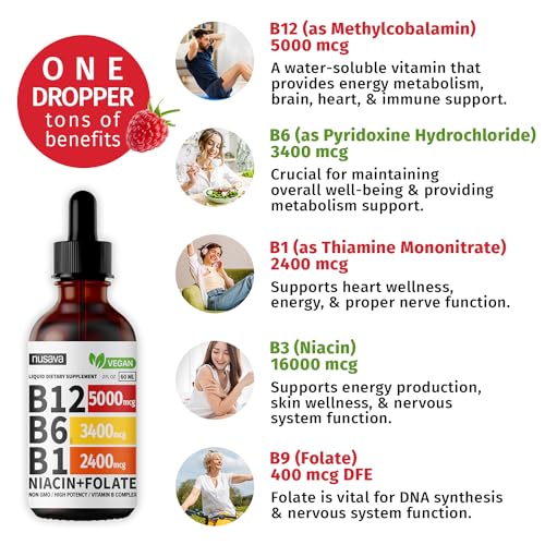 (2 Pack) Vitamin B12 Liquid Drops, 5000 mcg with Vitamin B6, 80 Servings X78618