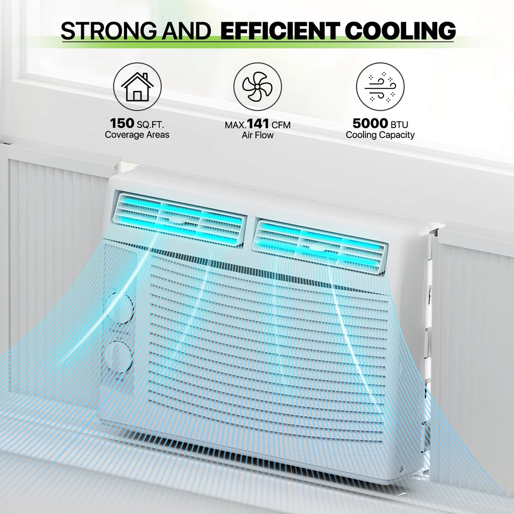 5,000 BTU 115V Window Air Conditioner with Multi-Speed Fan, White D3424