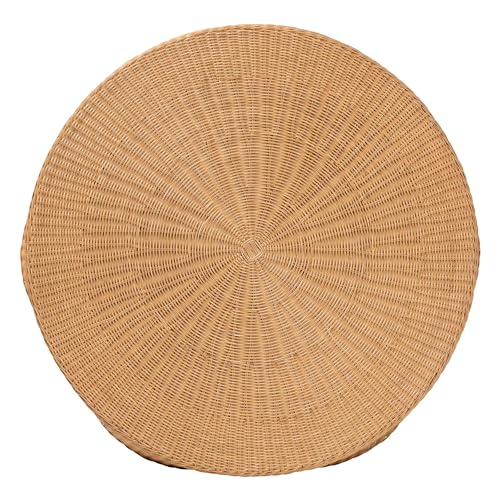 White Scalloped Rattan Coffee Table Z138846