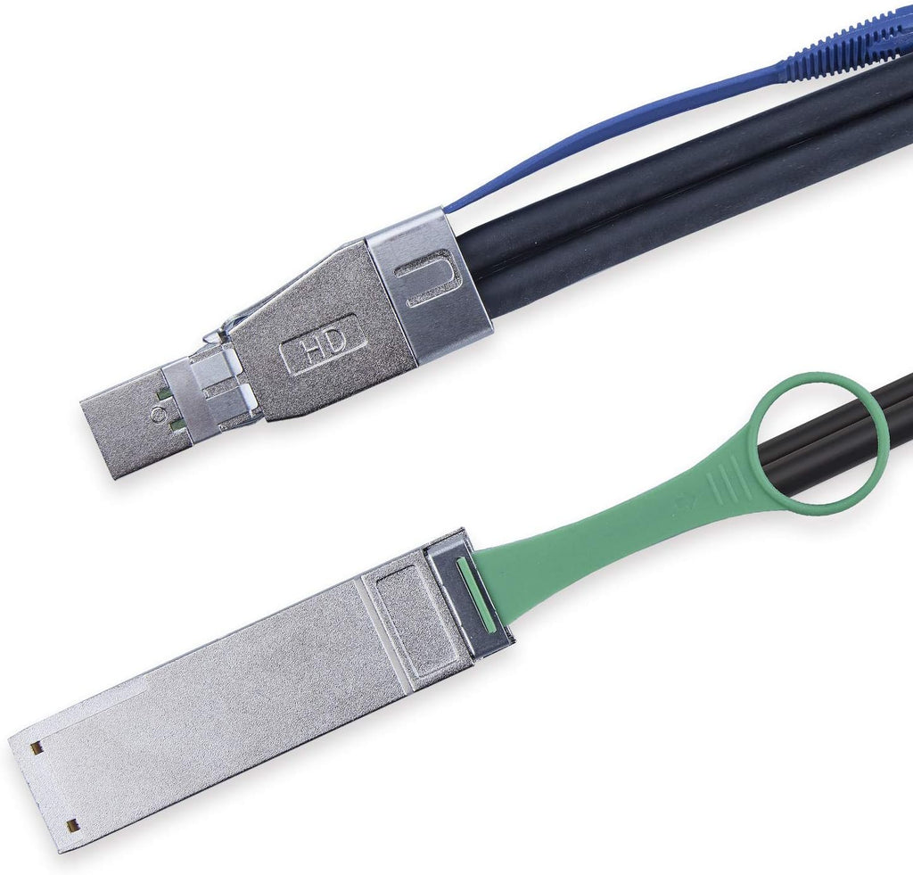External Mini SAS HD SFF-8644 to QSFP Hybrid SAS Cable, 30AWG, 2-m Pack of 2 H453