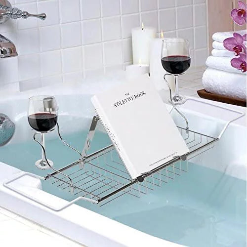 Bathroom Trays with Reading Rack and Wine Glass Holder V558441