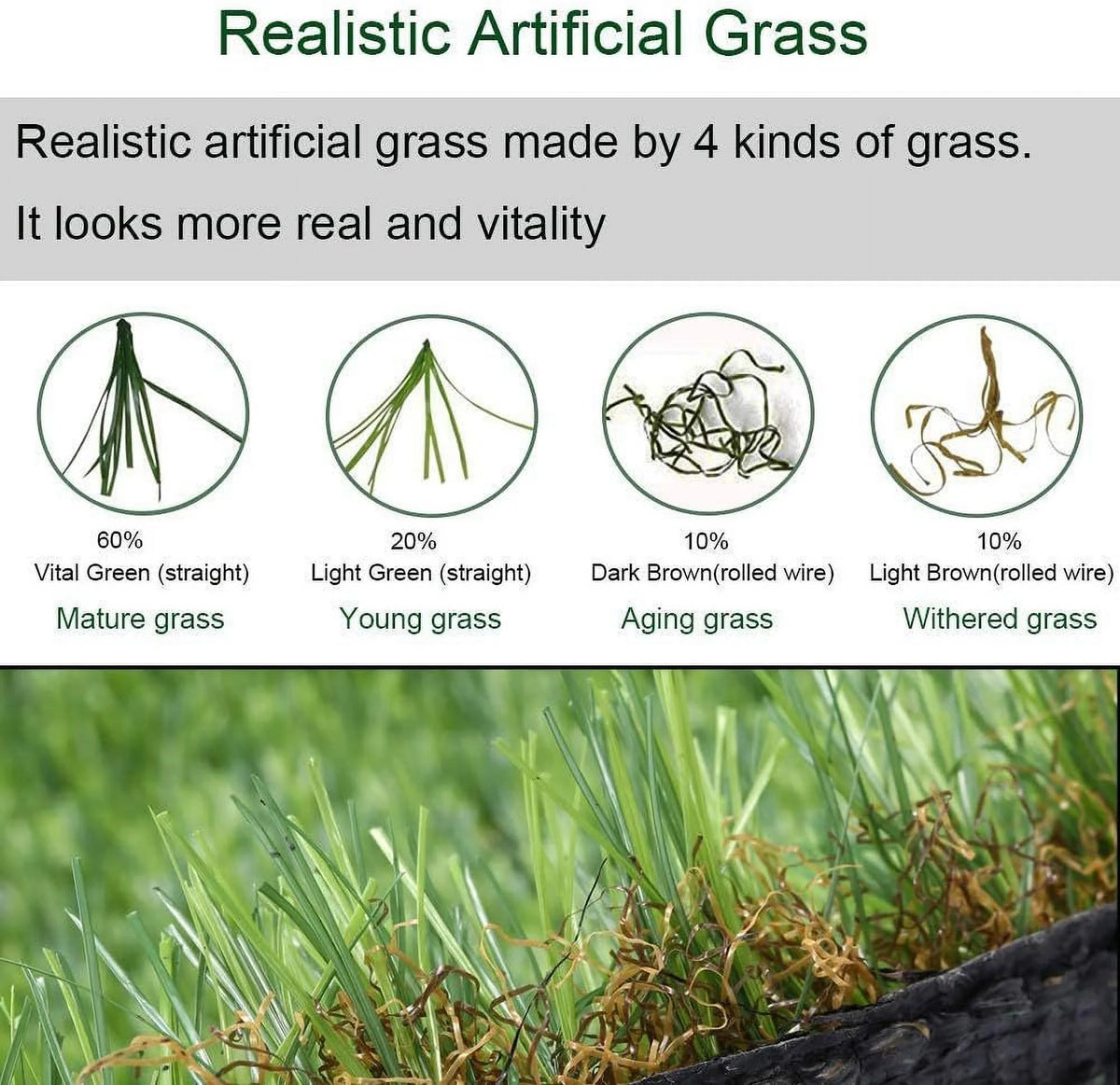 Artificial Grass Turf 12FTX26FT Synthetic Turf Mat X338877