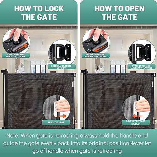 Grey Retractable Mesh Baby Gate, 41" Extra Tall, 55" Wide E1158