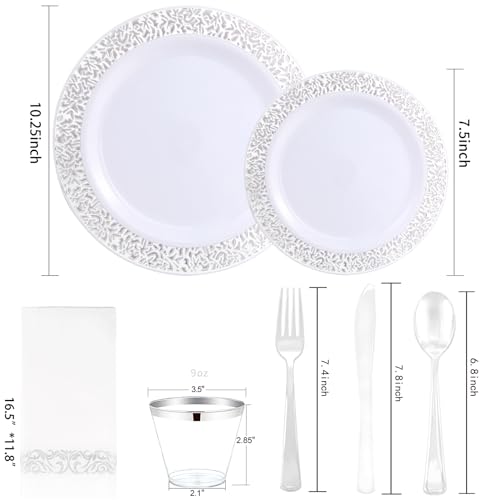 350pcs Silver Party Dinnerware Set C47654