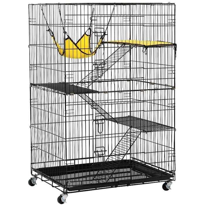 Black Rolling 4-Tier Small Animal Cage D8813