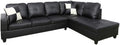 Black Faux Leather L-Shaped Sectional Sofa Set G375