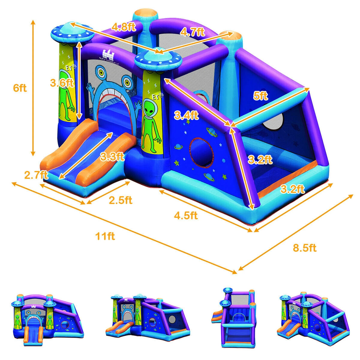 Inflatable Bouncer Kids Jump Slide Ball Pit with 480W Blower P653