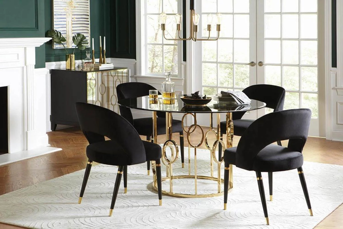 Black and Gold Set of Two Dining Chairs C644