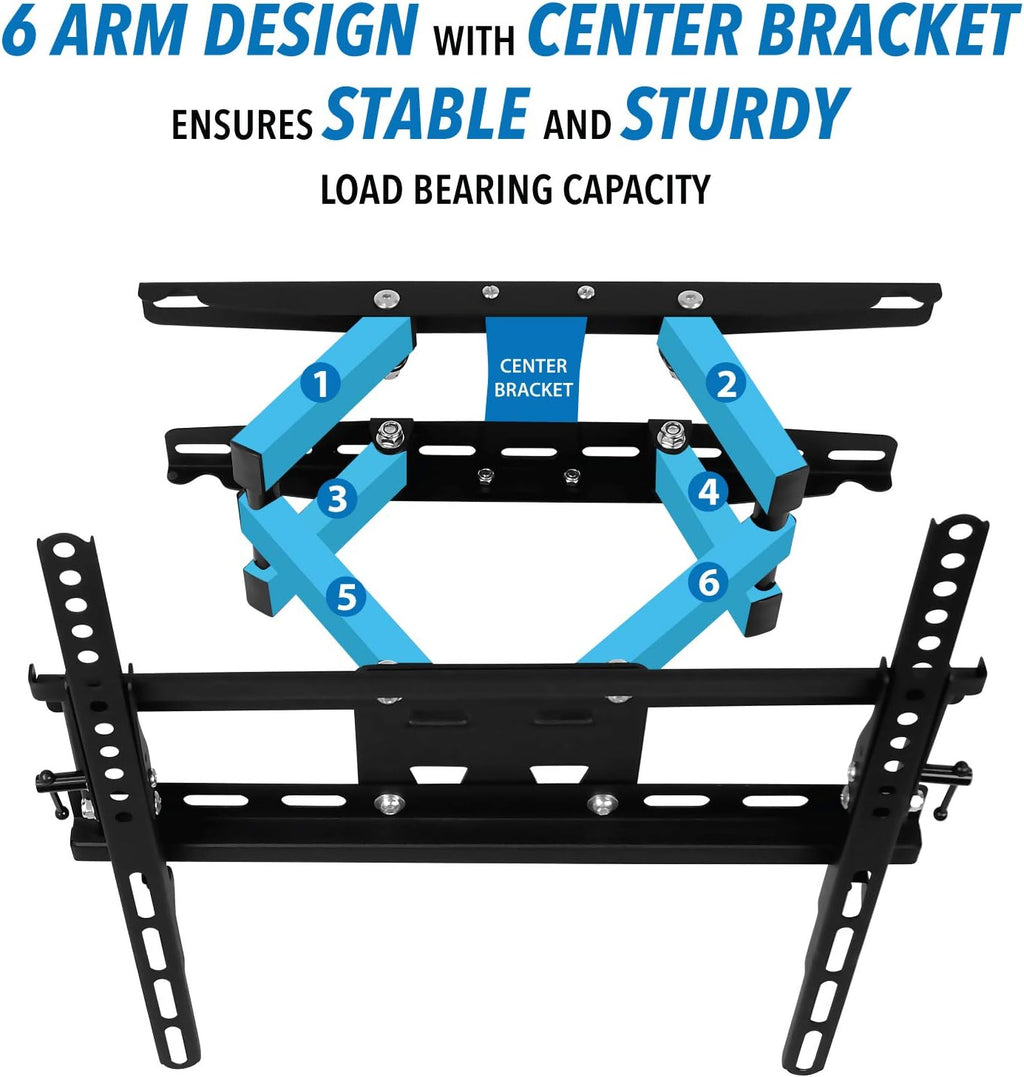 Articulating TV Wall Mount Corner Bracket, VESA 400 x 400, Dual Arm Full Motion, 115 Lbs Capacity, Black, Pack of 2 M29060
