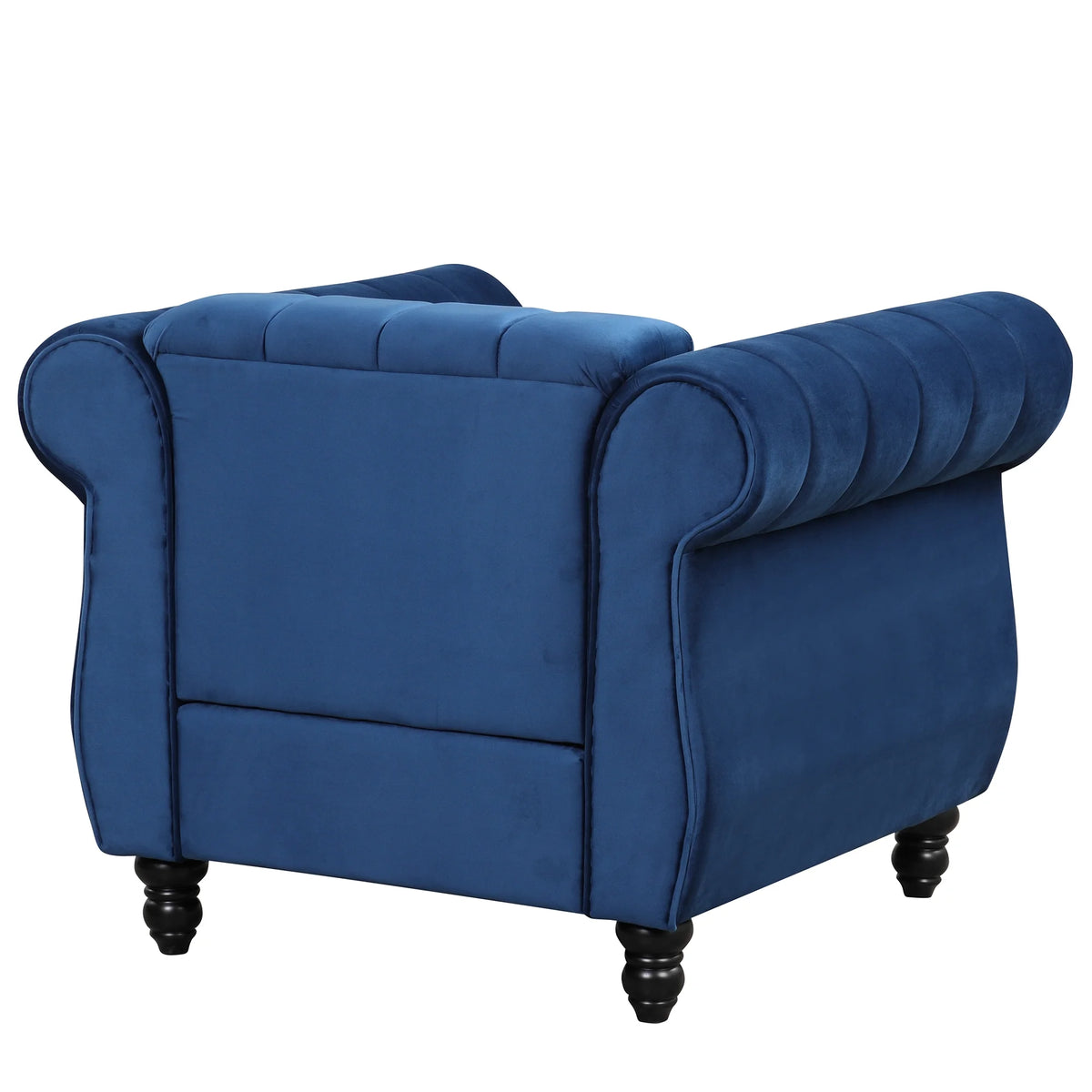 Blue Buttoned Tufted Sofa with Solid Wood Legs R70991