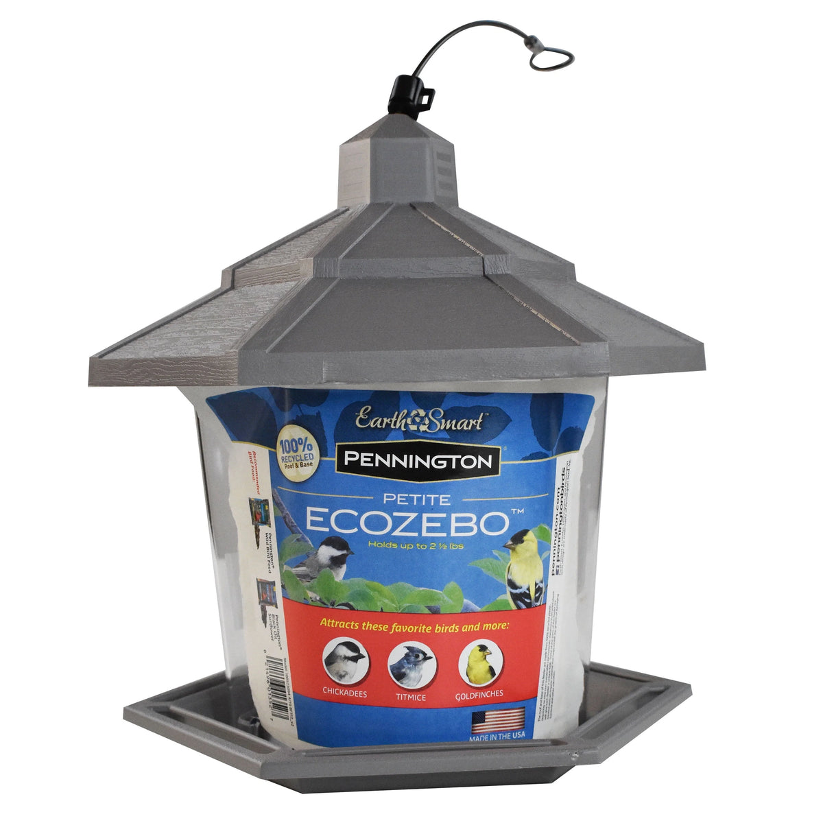 Gray Plastic 2.5 lb. Capacity Hopper Wild Bird Feeder R3416