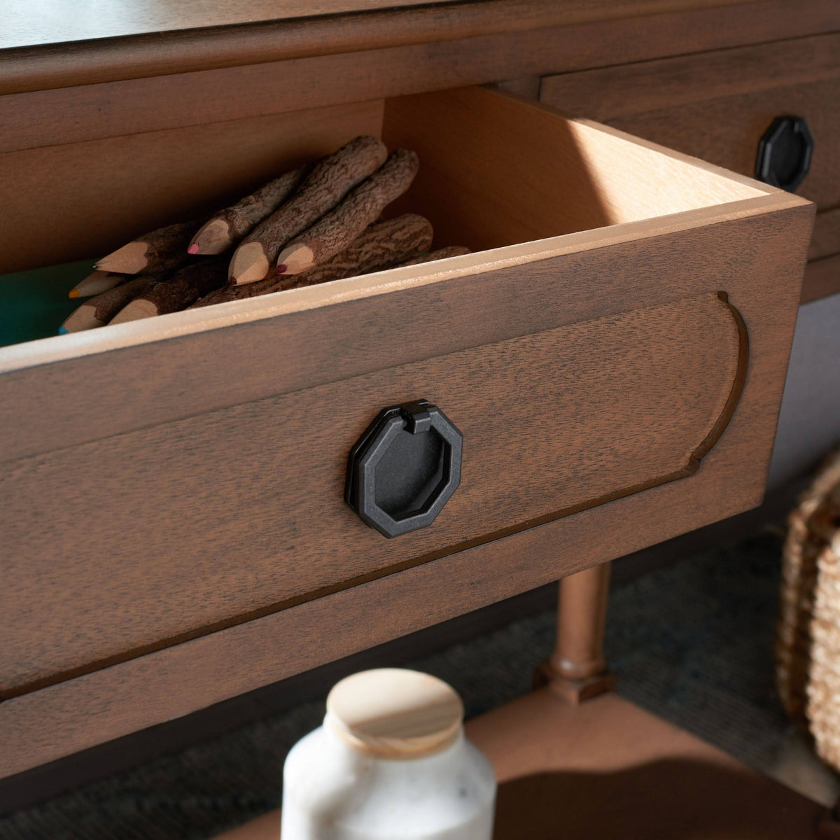 Brown 2 Drawer Console Table Q647
