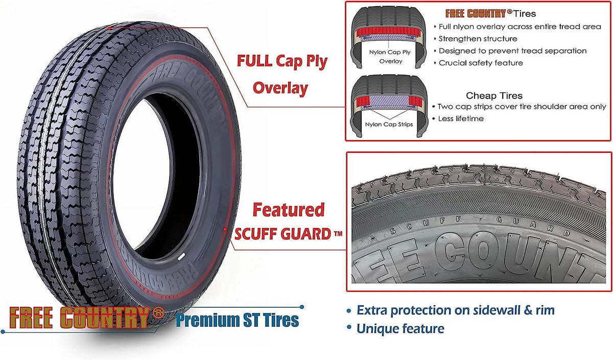 Trailer Tires ST 205/75D15 6 Ply Load Range C Set 2 P43629