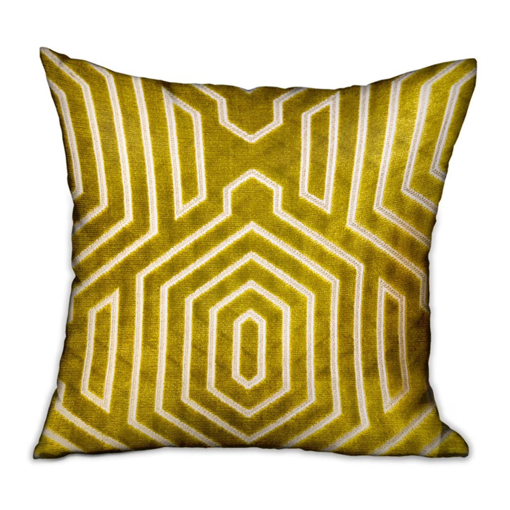 Goldenrod Velvet Geometric Throw Pillow Y826