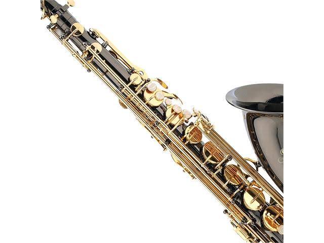 Black Nickel Plated and Gold Keys B Flat Tenor Saxophone with Case, Mouthpiece, 10 Reeds K32989