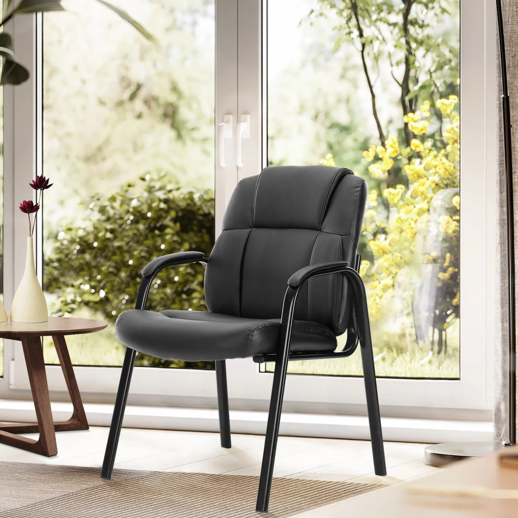 PU Leather Office Guest Chair with Padded Arms I369