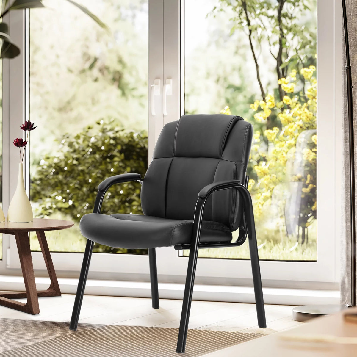 PU Leather Office Guest Chair with Padded Arms I369