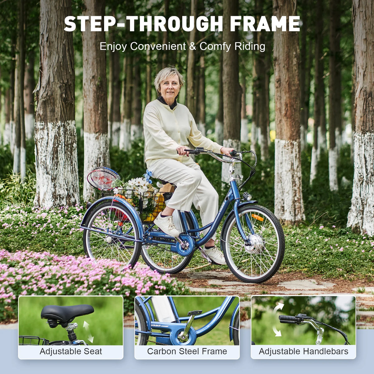 24 Inch 350W Electric Tricycle 36V 10Ah Navy X22381