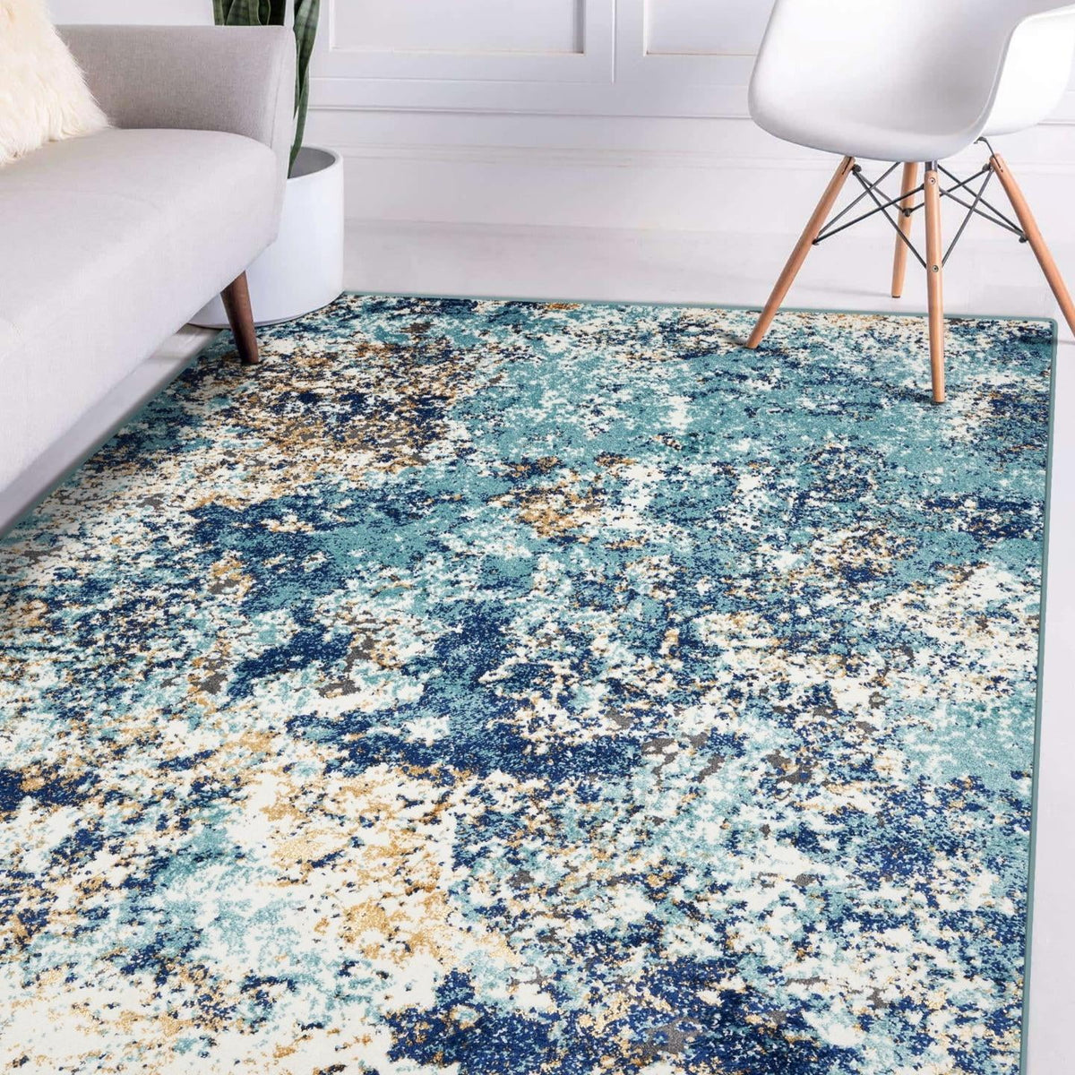 Modern Abstract Area Rug Blue 2x3 M921