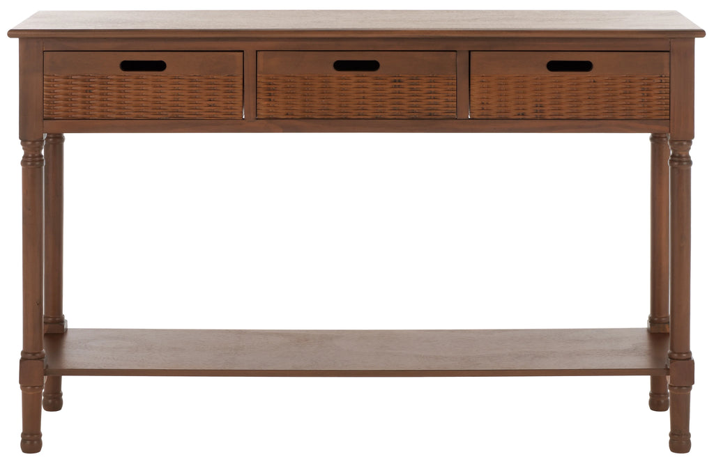 Rustic Brown Wood 3-Drawer Console Table T667