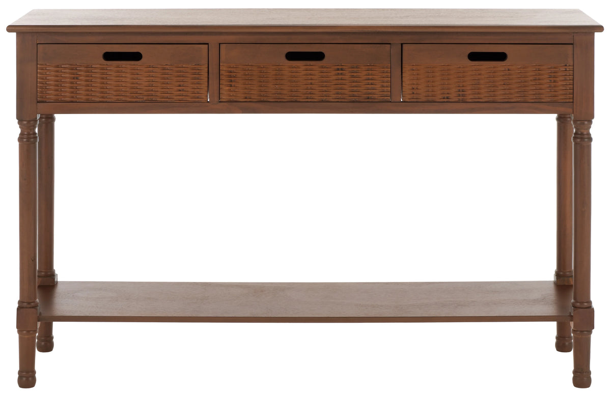Rustic Brown Wood 3-Drawer Console Table T667