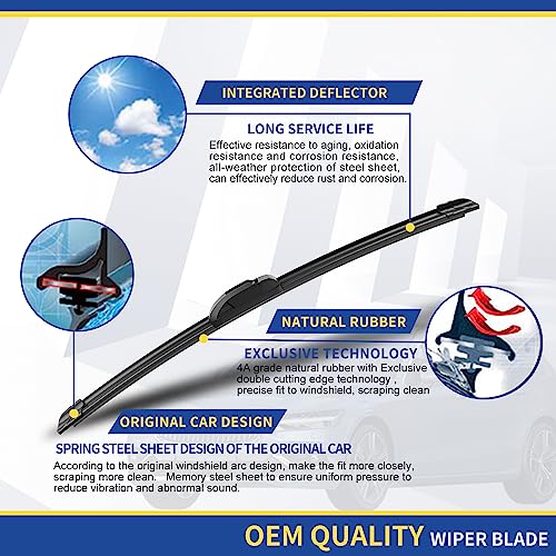 3 Wipers Replacement Windshield Wiper Blades Set 26"+22"+11" T32297