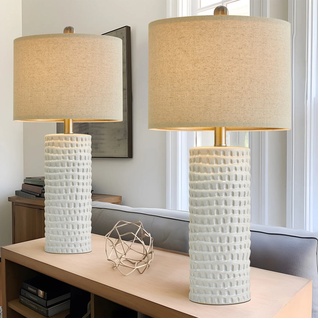 Ceramic Table Lamps Set of 2 White 24.5" Q57030