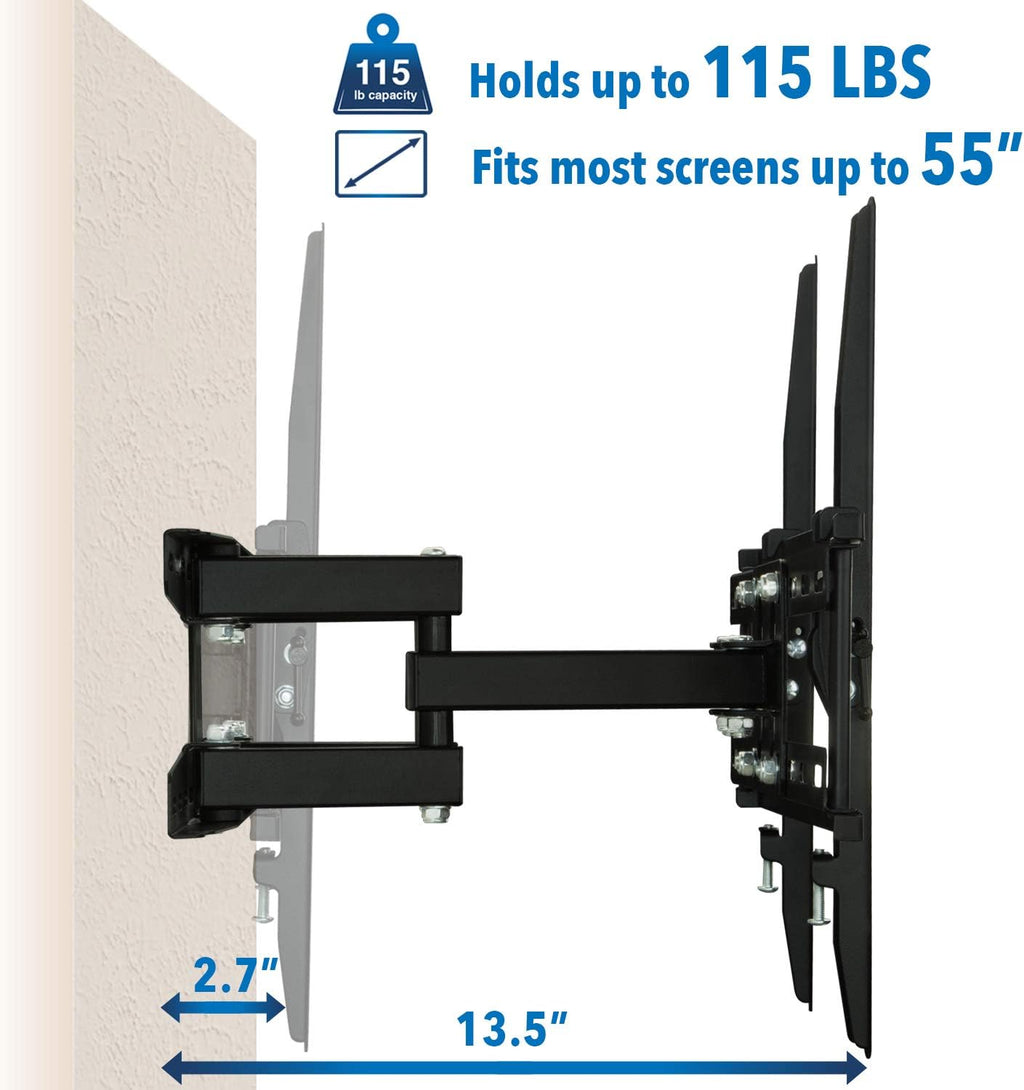 Articulating TV Wall Mount Corner Bracket, VESA 400 x 400, Dual Arm Full Motion, 115 Lbs Capacity, Black, Pack of 2 M29060