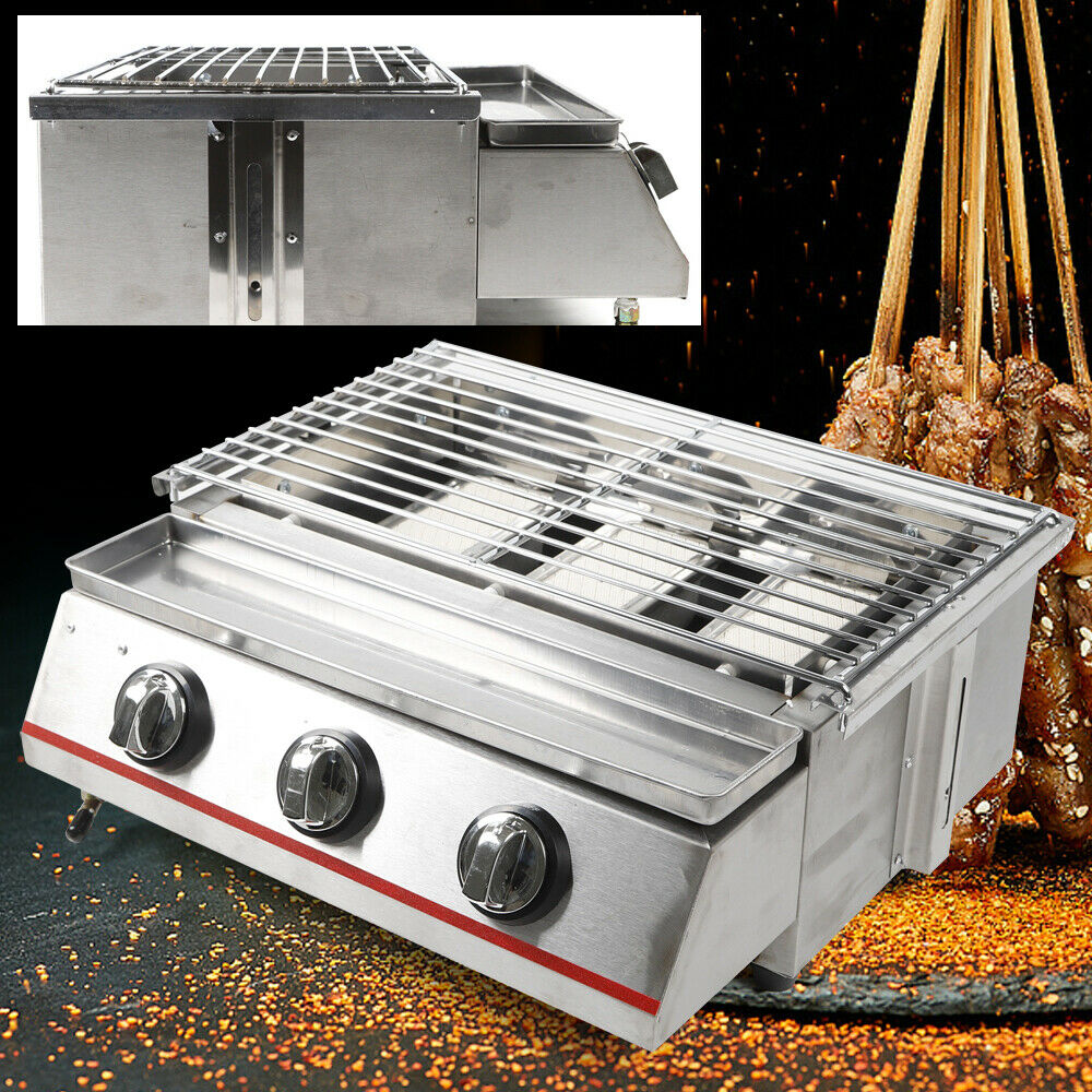 3 Burners Commercial Gas Grill Stainless Steel Y5051