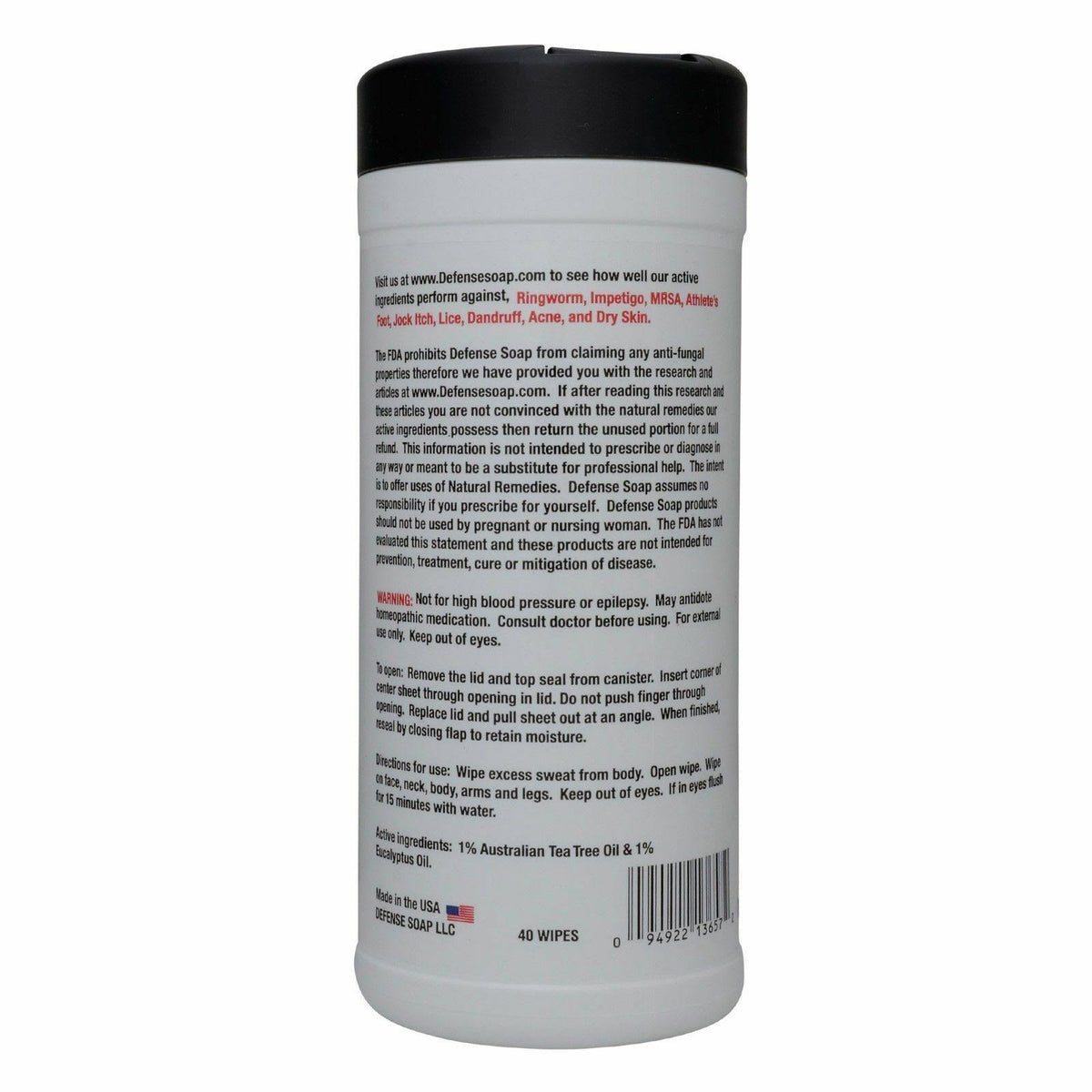 Body Wipes 40 Count Tea Tree Oil Eucalyptus O45978