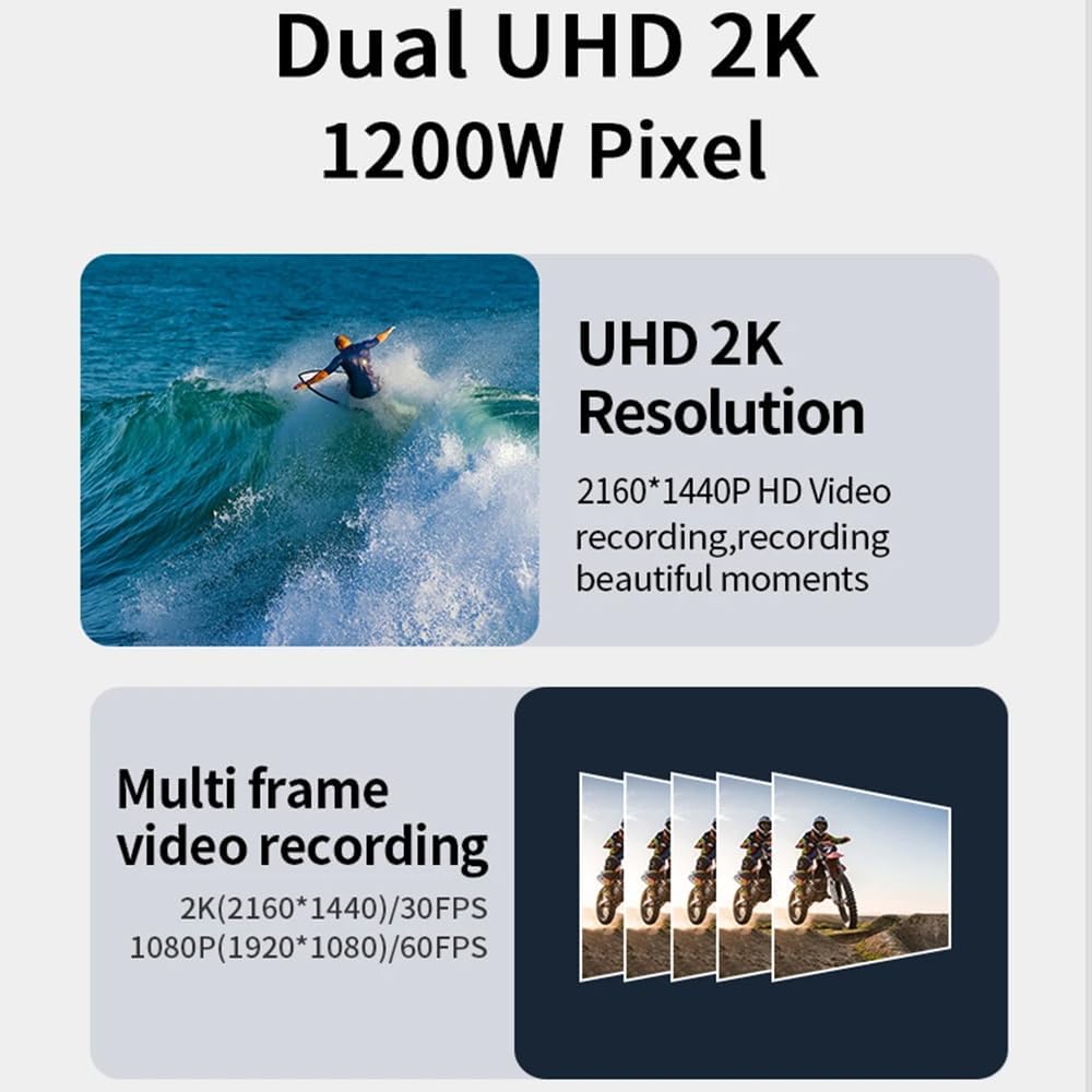 Motorcycle 2K Dash Cam with Front & Rear Camera V7674