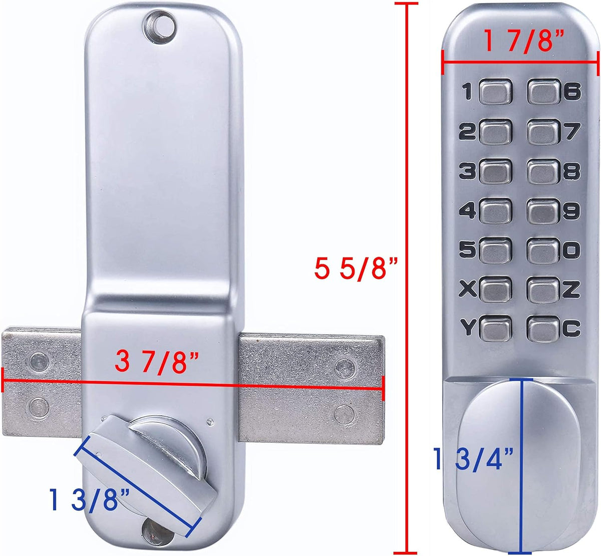 Combination Door Lock Satin Chrome Pack of 2 J144