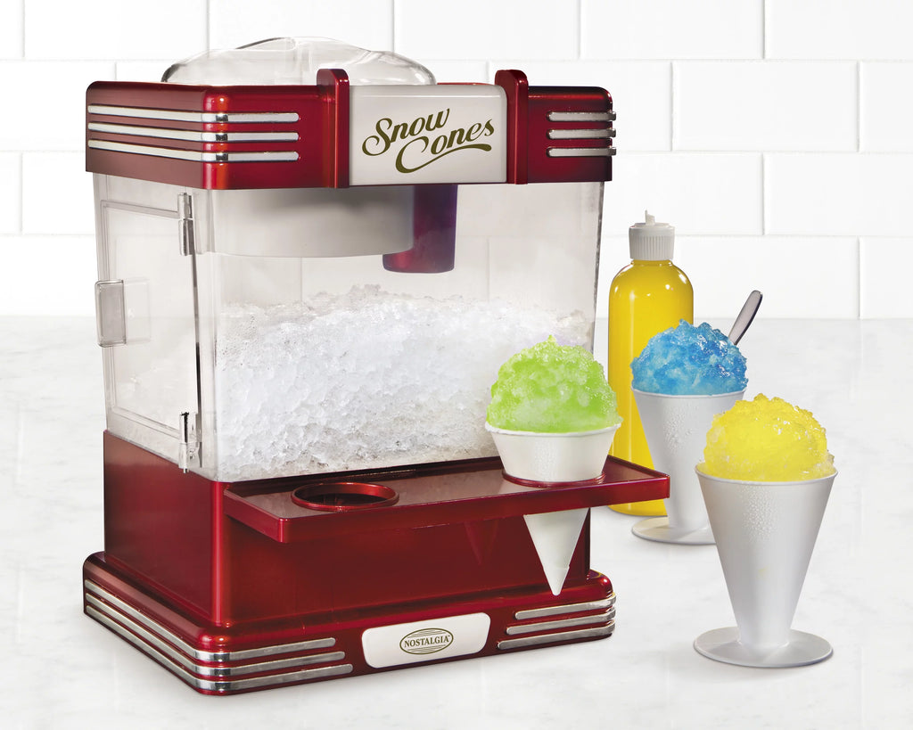 Red Snow Cone Maker with 2 Reusable Cones & Ice Scoop D332072