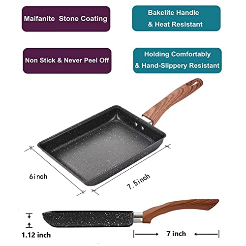 Nonstick Square Frying Pan 6.3 x 7.8 inch Black O71290