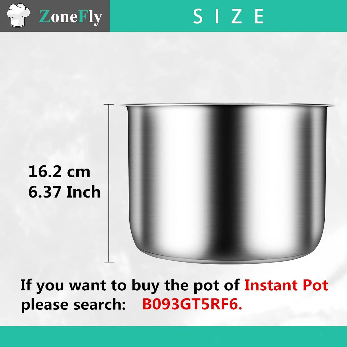 6 Qt Stainless Steel Inner Pot for 6 Quart Pressure Cooker V734