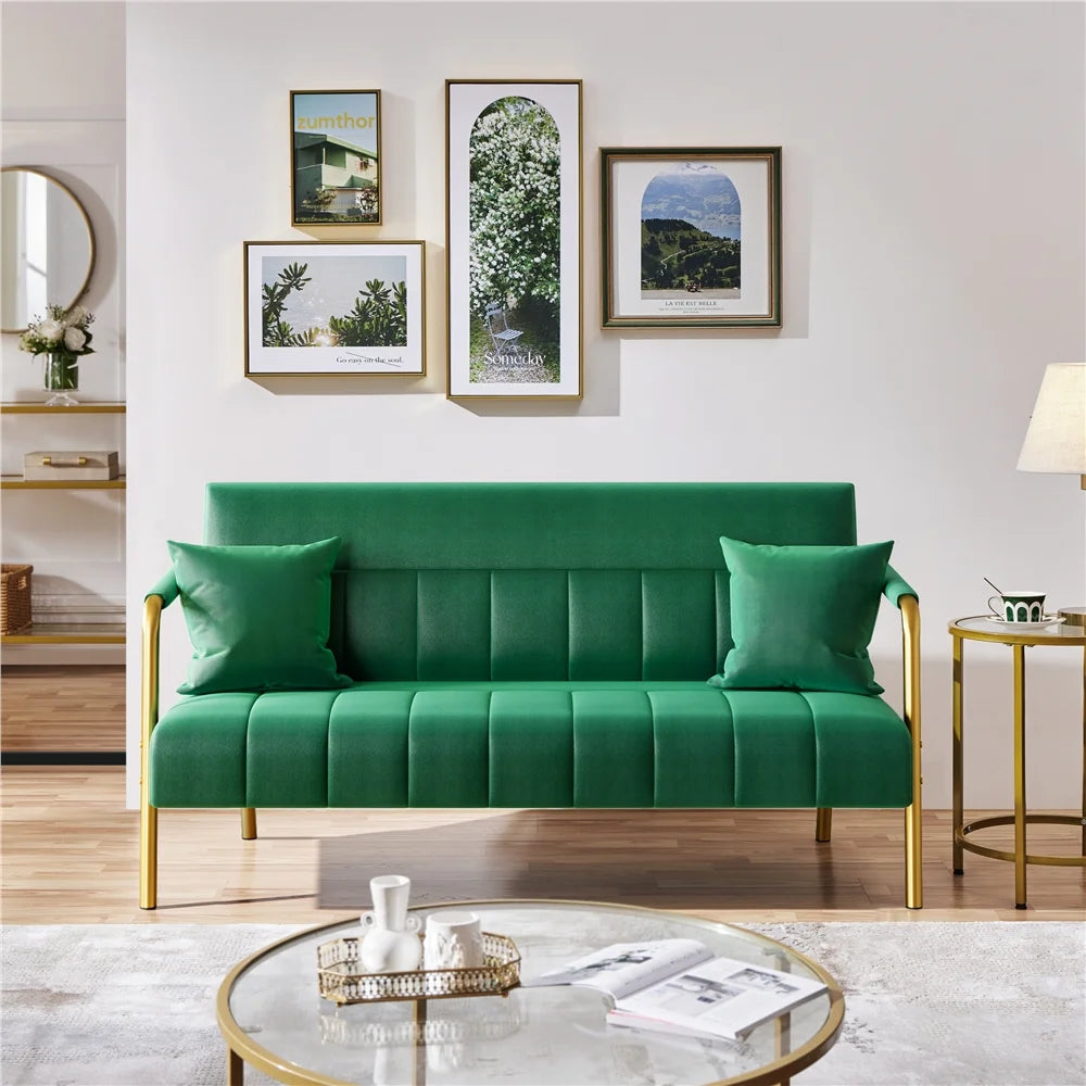 Light Gray Upholstered Sofa Couch with 2 Pillows A10341