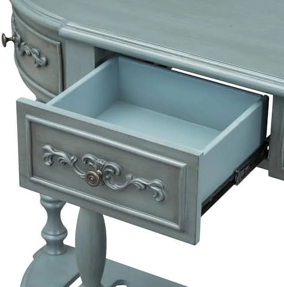 Retro Curved Console Table with 2 Top Drawers and Solid Wooden Frame U611176
