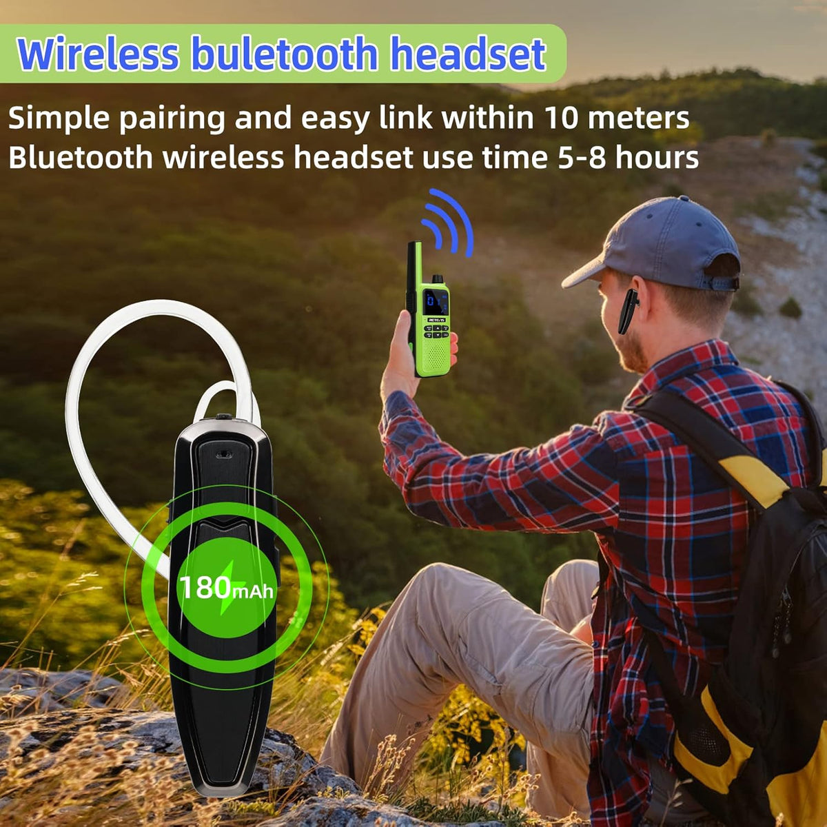 Green Bluetooth Walkie Talkies, 3Pcs D841804